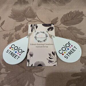 Color Street Leather Themed Dangle Earrings by Edna's Earring Creations, NWT!